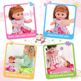Baby Doll Toys Set, 14 Doll Toys, 25Pcs Dolls Care Toy Playset, Toddlers Toy Doll Set Incl Cradle Crib, High Chair, Milk Bottle, Pacifier, Diaper, Baby Gift for Age 3 4 5 6+ Years Old Girls Boys
